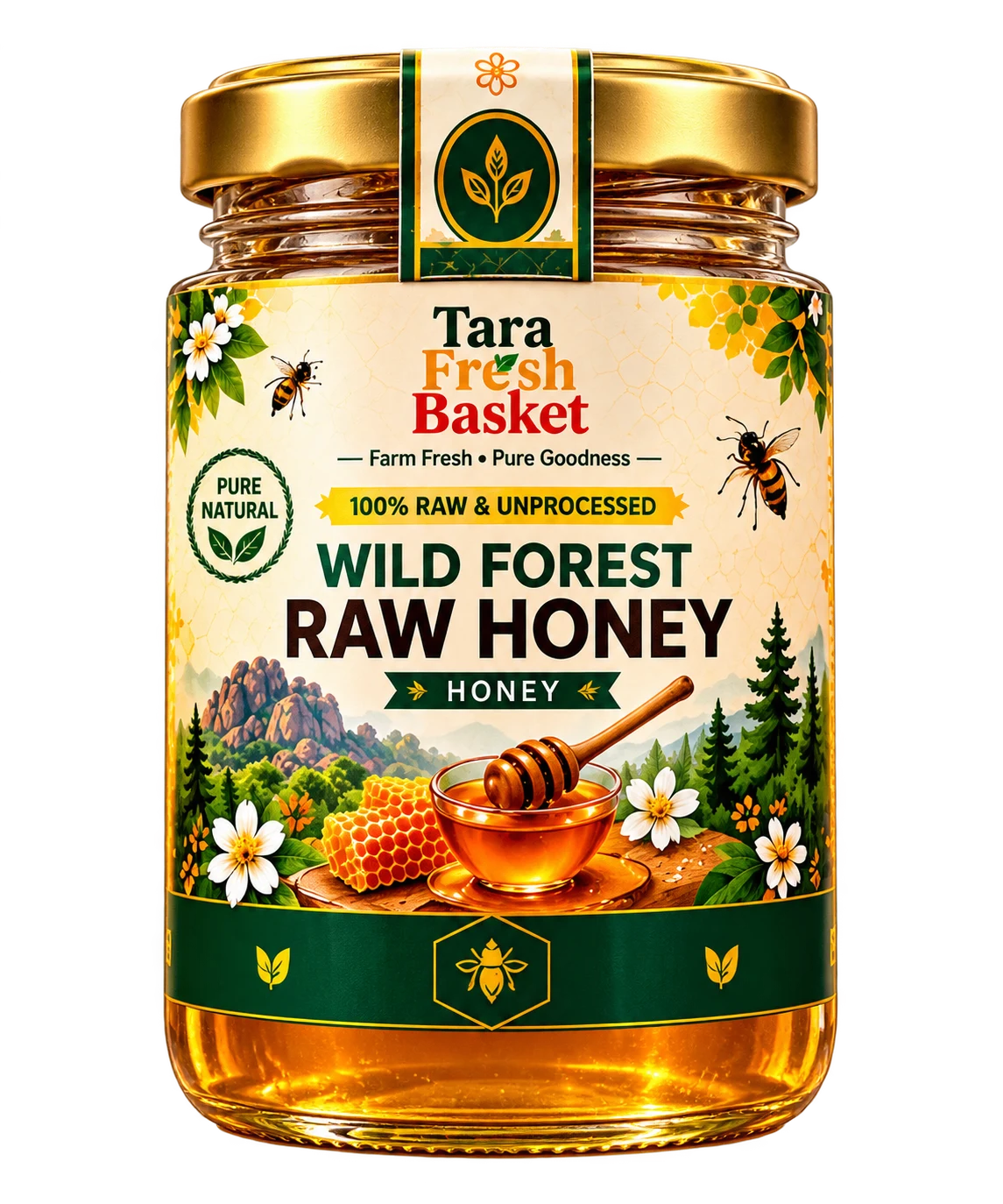 Tara Fresh Basket Rayalaseema Wild Forest Raw Honey jar